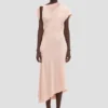 Asymmetric twist dress in blossom