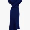 Asymmetric twist dress in bright indigo