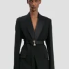 Belted tailored jacket in black