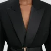Belted tailored jacket in black