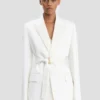 Belted tailored jacket in ivory