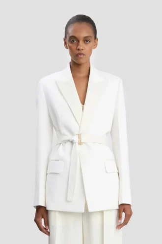 Belted tailored jacket in ivory