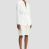 Belted tailored jacket in ivory