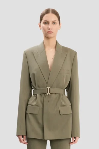 Belted tailored jacket in sage melange