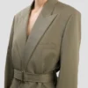 Belted tailored jacket in sage melange