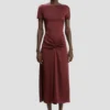 Blaire midi dress in cinnabar red