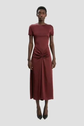 Blaire midi dress in cinnabar red