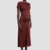 Blaire midi dress in cinnabar red