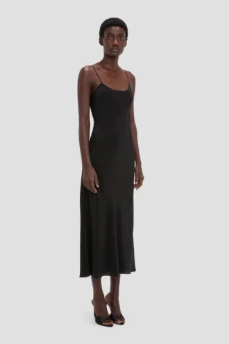 Cami midi dress in black