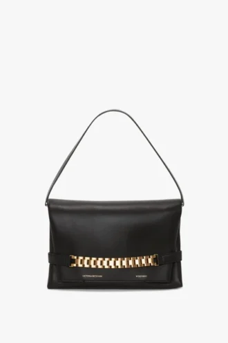 Chain pouch bag in black leather