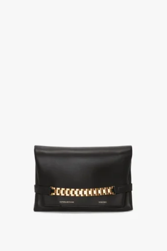 Chain pouch bag in black leather