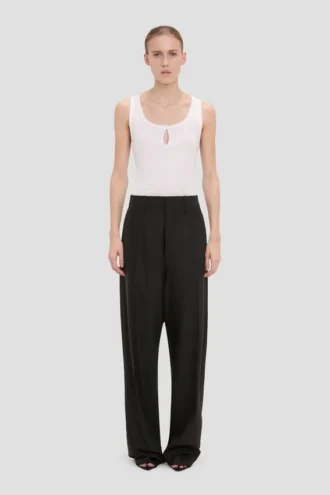 curved leg trouser in black 1 330x495 - Curved leg trouser in black