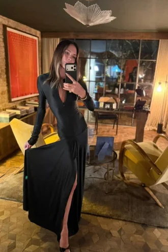 Cut-out gown in black