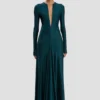 Cut-out gown in dark teal