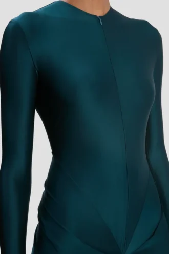 Cut-out gown in dark teal