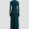 Cut-out gown in dark teal