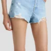 Distressed shorts in light blue wash