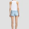Distressed shorts in light blue wash