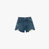Distressed shorts in mid blue wash