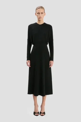 Dolman midi dress in black