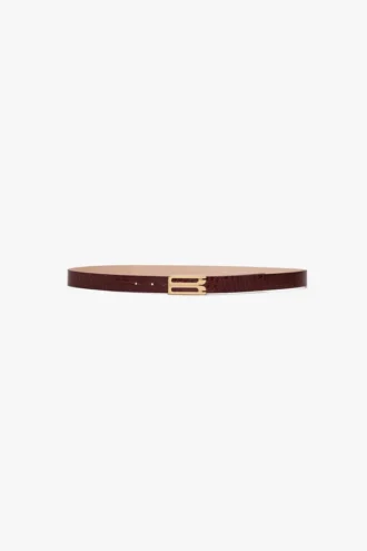 Dorian belt in burgundy croc embossed calf leather