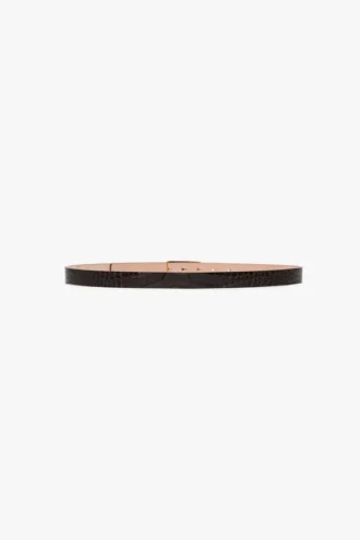 Dorian belt in espresso croc embossed calf leather