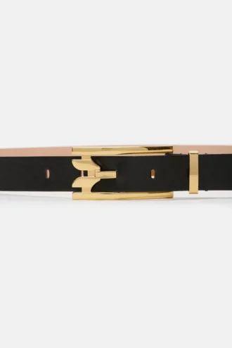 Dorian pin buckle belt in black smooth leather