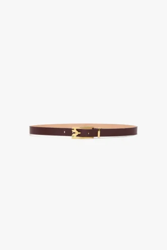 Dorian pin buckle belt in burgundy smooth leather