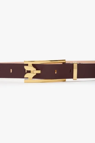 Dorian pin buckle belt in burgundy smooth leather