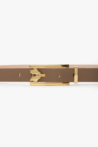 Dorian pin buckle belt in dove grey smooth leather