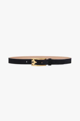 Dorian pin buckle belt in navy suede