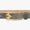 Dorian pin buckle belt in pebble grey suede