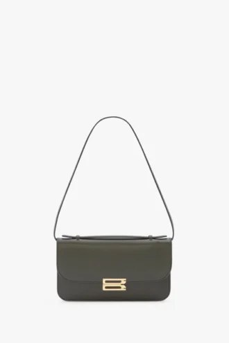 Dorian pochette in dark olive leather