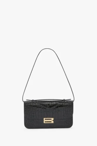 Dorian pochette in embossed black leather
