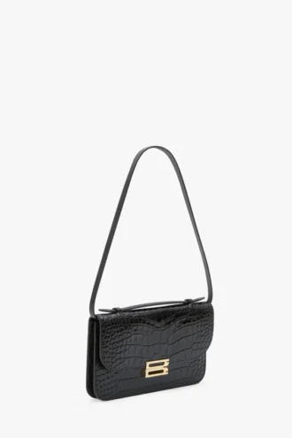 Dorian pochette in embossed black leather