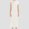 Drape midi dress in ivory