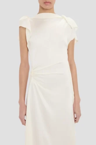 Drape midi dress in ivory