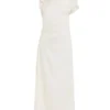 Drape midi dress in ivory