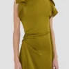 Drape midi dress in moss