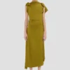 Drape midi dress in moss