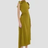 Drape midi dress in moss