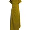 Drape midi dress in moss