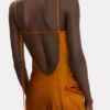 Draped cami floor-length dress in bronze