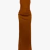 Draped cami floor-length dress in bronze