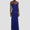 Draped cami gown in bright indigo
