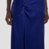 Draped cami gown in bright indigo