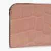 Envelope card holder in blush pink croc embossed leather