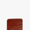 Envelope card holder in brick red croc embossed leather