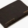 Envelope card holder in espresso croc embossed leather