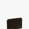 Envelope card holder in espresso croc embossed leather